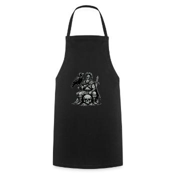 Viking avec épée et corbeau sur le crâne - Tablier de cuisine - noir - Devant - AI Model Male 185 dark (185cm)