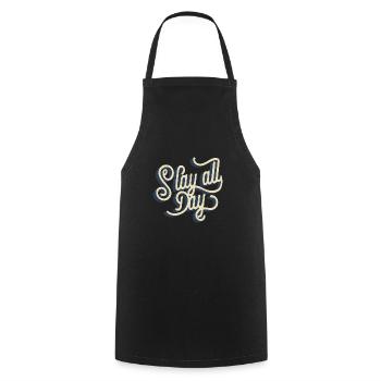 Slay all day - Cooking Apron - black - Front - AI Model Male 185 dark (185cm)