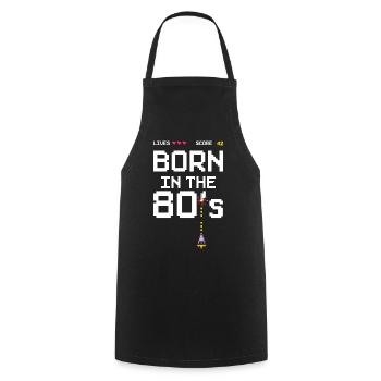 42e anniversaire Né dans les années 80 Gamer Arcade - Tablier de cuisine - noir - Devant - AI Model Male 185 dark (185cm)