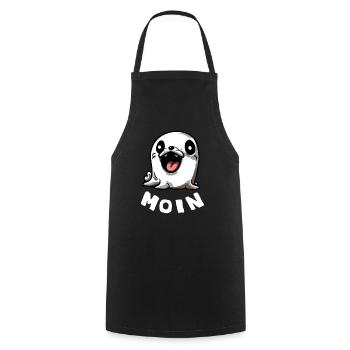 Moin Robbe Begrüßung Norddeutschland Geschenk - Kochschürze - Schwarz - Vorne - AI Model Male 185 dark (185cm)