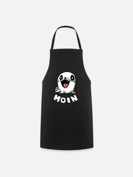 Moin Robbe Begrüßung Norddeutschland Geschenk - Kochschürze - Schwarz