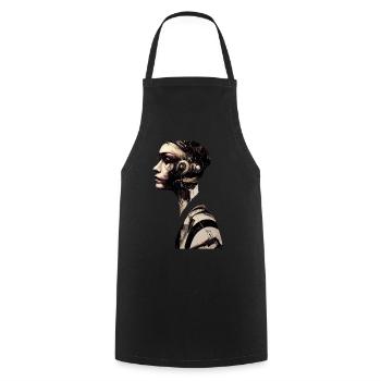 Punk Design Music Cyber Portrait of a Woman - Cooking Apron - black - Front - AI Model Male 185 dark (185cm)