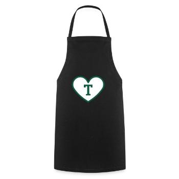 Buchstabe t Herz Sport Trend grün - Geschenkidee - Kochschürze - Schwarz - Vorne - AI Model Male 185 dark (185cm)