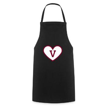 Buchstabe V Herz Sport Trend Burgund - Geschenkidee - Kochschürze - Schwarz - Vorne - AI Model Male 185 dark (185cm)