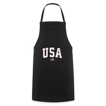 Drapeau des États-Unis Vintage - Tablier de cuisine - noir - Devant - AI Model Male 185 dark (185cm)