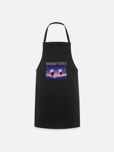 Adorable snowy white westie dogs under the snow - Cooking Apron - black