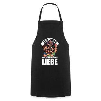 JGA 2024 Wir trinken für die Liebe JGA - Kochschürze - Schwarz - Vorne - AI Model Male 185 dark (185cm)