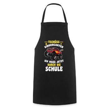 Einschulung Monster Truck Tschüss Kindergarten - Kochschürze - Schwarz - Vorne - AI Model Male 185 dark (185cm)