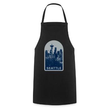 Seattle Skyline Badge - Cooking Apron - black - Front - AI Model Male 185 dark (185cm)