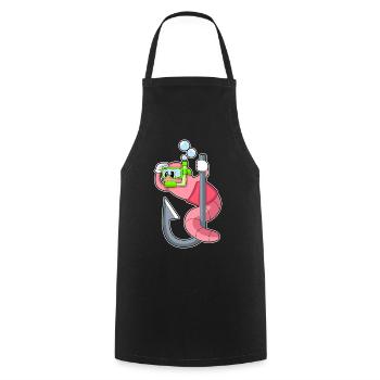 Pêche à l’hameçon Worm Angler - Tablier de cuisine - noir - Devant - AI Model Male 185 dark (185cm)