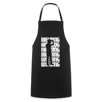 Soudure amusante - Tablier de cuisine - noir - Devant - AI Model Male 185 dark (185cm)