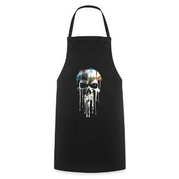 Skull Skull Death Dripping Painting - Cooking Apron - black - Front - AI Model Male 185 dark (185cm)