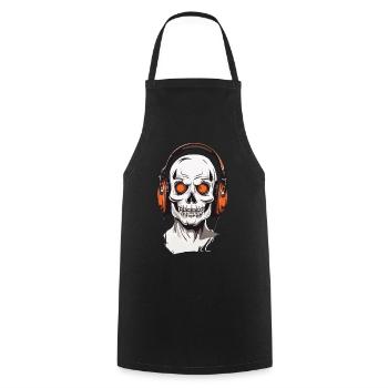 Gruselige Skull Musik Kopfhörer Halloween - Kochschürze - Schwarz - Vorne - AI Model Male 185 dark (185cm)