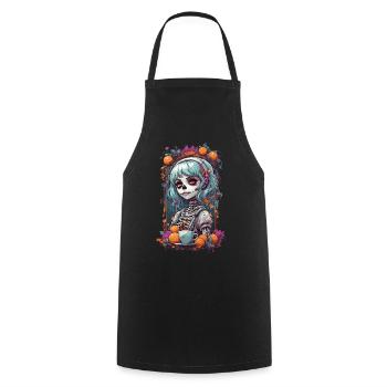 Goth e-Girl Skull Dia de Muertos Kaffee Design - Kochschürze - Schwarz - Vorne - AI Model Male 185 dark (185cm)
