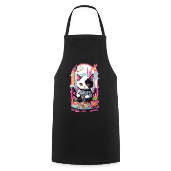 Kawaii Sushi Cat Pastel Goth Style Japon - Tablier de cuisine - noir - Devant - AI Model Male 185 dark (185cm)