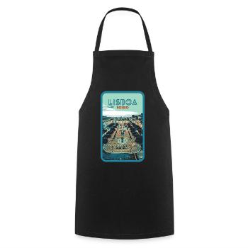 Illustration Rossio Square, Lisbon - Cooking Apron - black - Front - AI Model Male 185 dark (185cm)