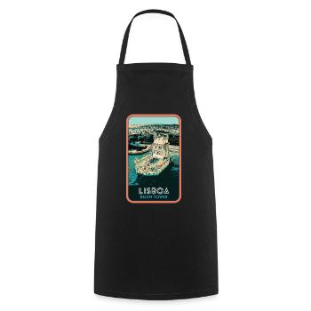 Tour de Belém au Portugal: Vue Marine - Tablier de cuisine - noir - Devant - AI Model Male 185 dark (185cm)
