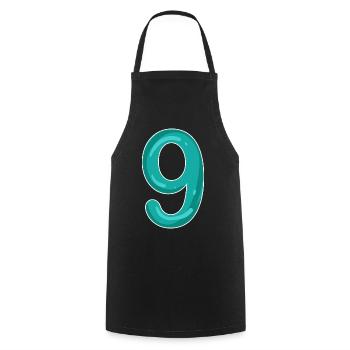 Number 9 - Nine - 9 Motif - Cooking Apron - black - Front - AI Model Male 185 dark (185cm)