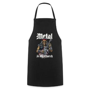 Rocking Metalhead Skeleton with Guitar - Cooking Apron - black - Front - AI Model Male 185 dark (185cm)
