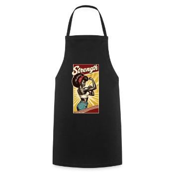 Strength Strong Black Woman Rockabilly Gift - Cooking Apron - black - Front - AI Model Male 185 dark (185cm)