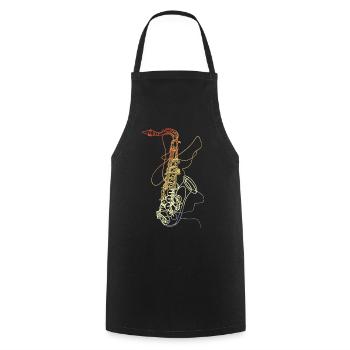Saxophone Line Art Vintage - Cooking Apron - black - Front - AI Model Male 185 dark (185cm)