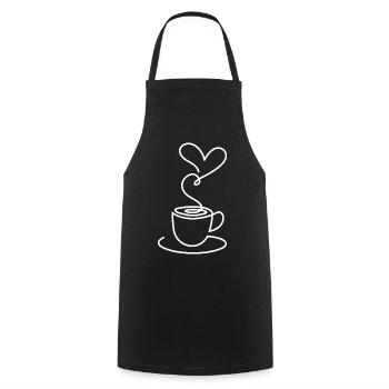 Tea Sketch with Heart Smoke – Romantic Motif - Cooking Apron - black - Front - AI Model Male 185 dark (185cm)