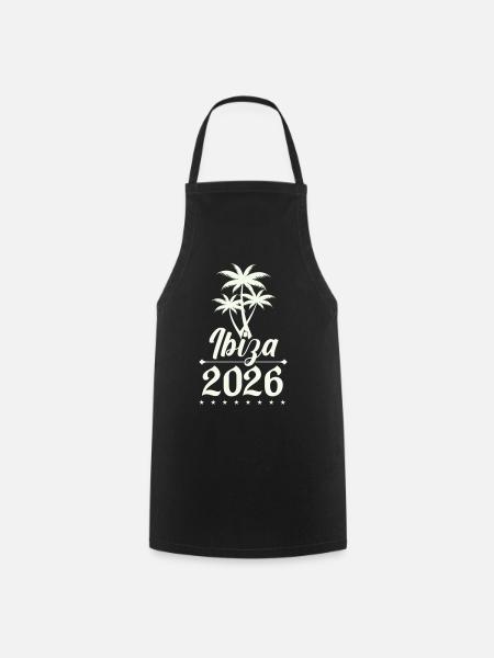 Ibiza 2026 Palmen Silhouette - Kochschürze - Schwarz