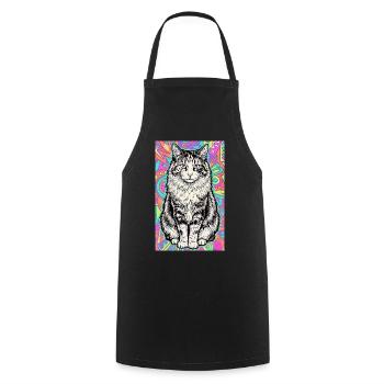 cat - Cooking Apron - black - Front - AI Model Male 185 dark (185cm)