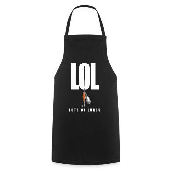 LOL Beaucoup de leurres, motif drôle de pêcheur pour - Tablier de cuisine - noir - Devant - AI Model Male 185 dark (185cm)