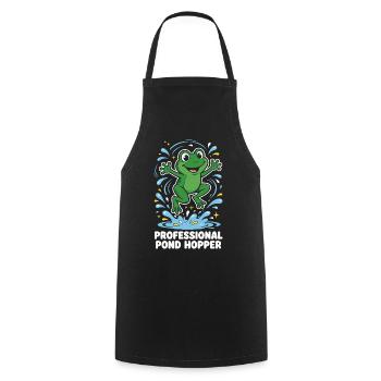 Grenouille professionnelle de sauteur d’étang - Tablier de cuisine - noir - Devant - AI Model Male 185 dark (185cm)