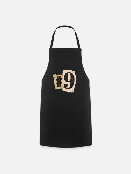Number Nine Collage Typography - Cooking Apron - black