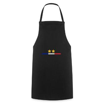 Jeu de drapeau de champion du monde de football de France - Tablier de cuisine - noir - Devant - AI Model Male 185 dark (185cm)
