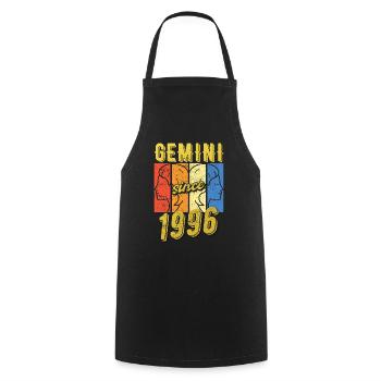 Gemini Zodiac 1996 Gift - Cooking Apron - black - Front - AI Model Male 185 dark (185cm)