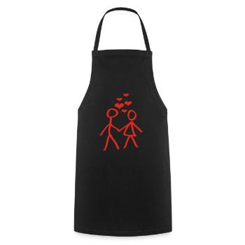 Verliebtes Paar mit roten Herzchen - Kochschürze - Schwarz - Vorne - AI Model Male 185 dark (185cm)