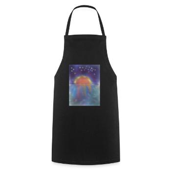 Sonnenuntergang mit Sternenhimmel - Kochschürze - Schwarz - Vorne - AI Model Male 185 dark (185cm)