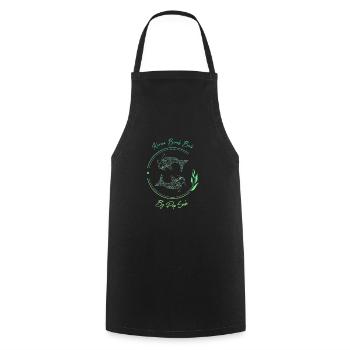Karma Beach fishes vert - Tablier de cuisine - noir - Devant - AI Model Male 185 dark (185cm)