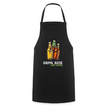 Drink beer - Cooking Apron - black - Front - AI Model Male 185 dark (185cm)