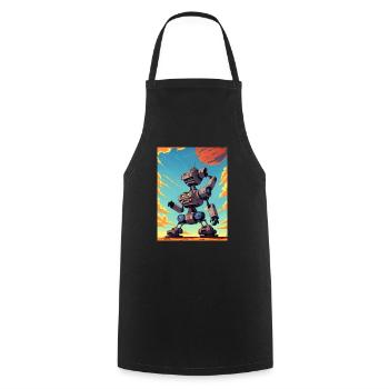 50s Cartoon - Crazy Robot - Sci-Fi - Cooking Apron - black - Front - AI Model Male 185 dark (185cm)