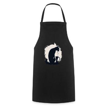 Black cat with coffee cup - Cooking Apron - black - Front - AI Model Male 185 dark (185cm)
