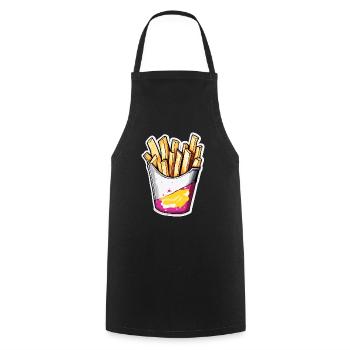 French Fries / Fast Food / Potato / Food - Cooking Apron - black - Front - AI Model Male 185 dark (185cm)