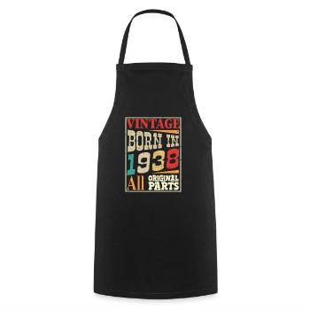 Vintage born in 1938 - Original parts - Cooking Apron - black - Front - AI Model Male 185 dark (185cm)