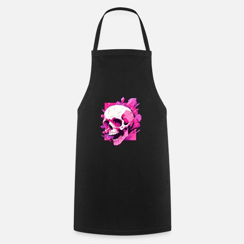 pink skull - Cooking Apron - black