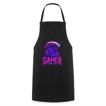 Gamer For Life - Cooking Apron - black - Front - AI Model Male 185 dark (185cm)