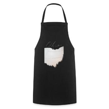 Ohio (États-Unis) | Vrai volley-ball | Script de carte - Tablier de cuisine - noir - Devant - AI Model Male 185 dark (185cm)