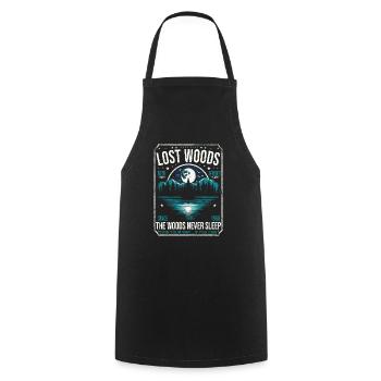 Lost Woods 1958 Retro Halloween Moon & Lake Scene - Cooking Apron - black - Front - AI Model Male 185 dark (185cm)