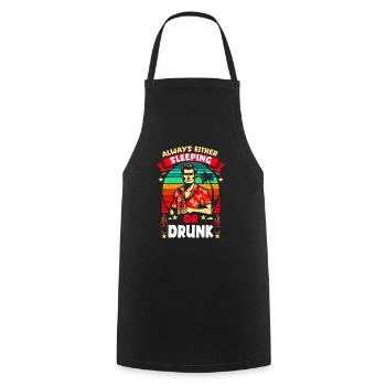 Toujours endormi ou ivre Funny Vintage Vibes - Tablier de cuisine - noir - Devant - AI Model Male 185 dark (185cm)