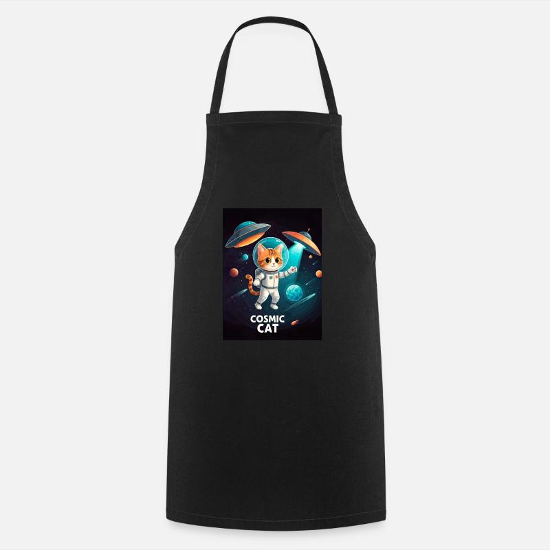 Cosmic Cat – Space Astronaut Cat - Cooking Apron - black