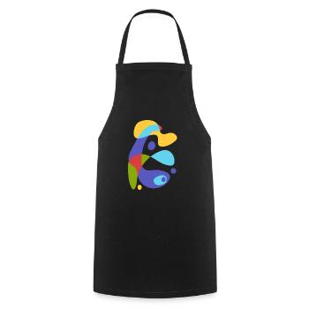 vintage abstract creature - Cooking Apron - black - Front - AI Model Male 185 dark (185cm)
