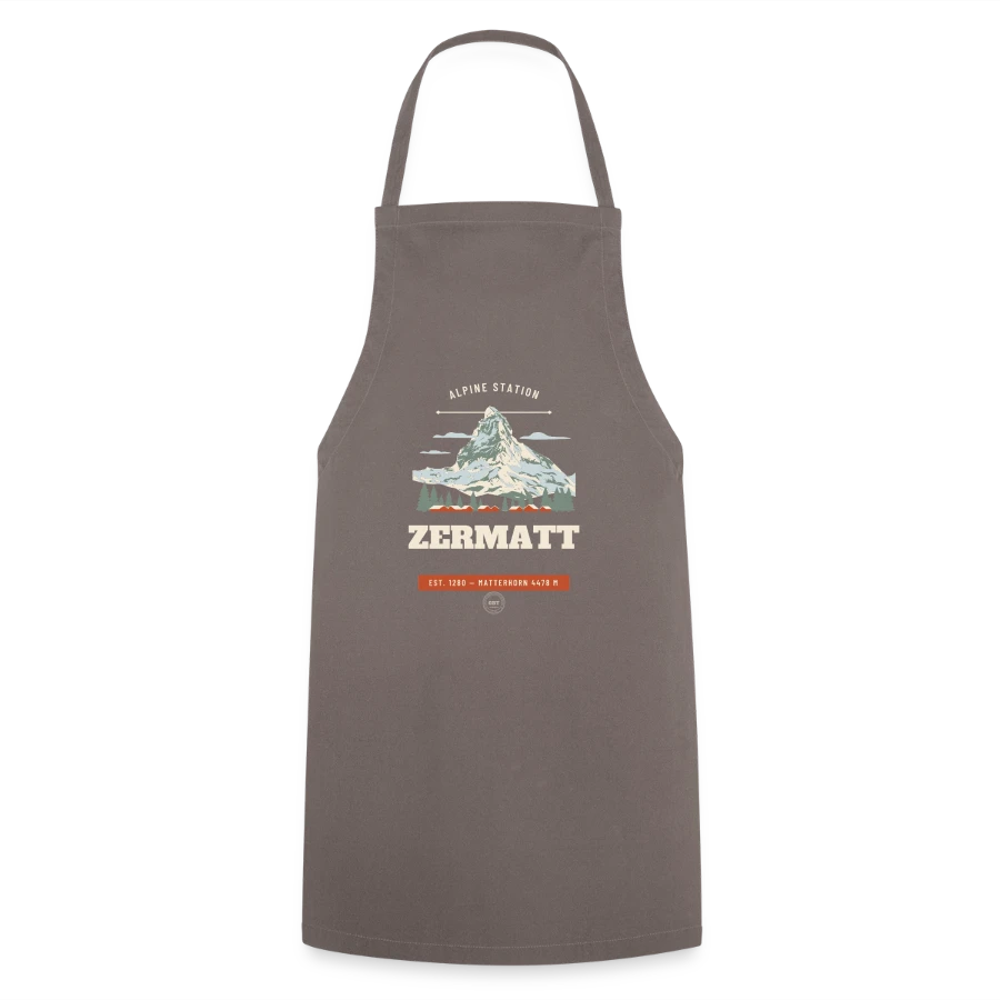 Zermatt badge on a cooking apron, grey