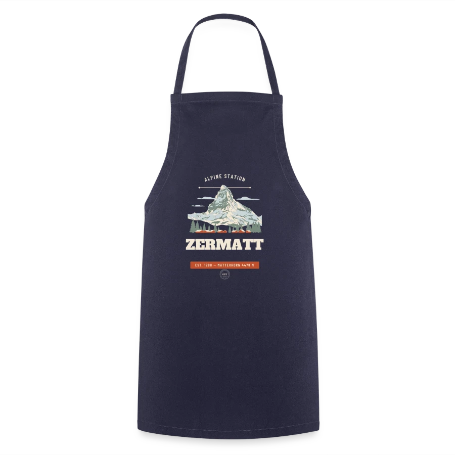 Zermatt badge on a cooking apron, navy